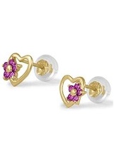 lovable itty-bitty red flower birthstone earrings for babies and children